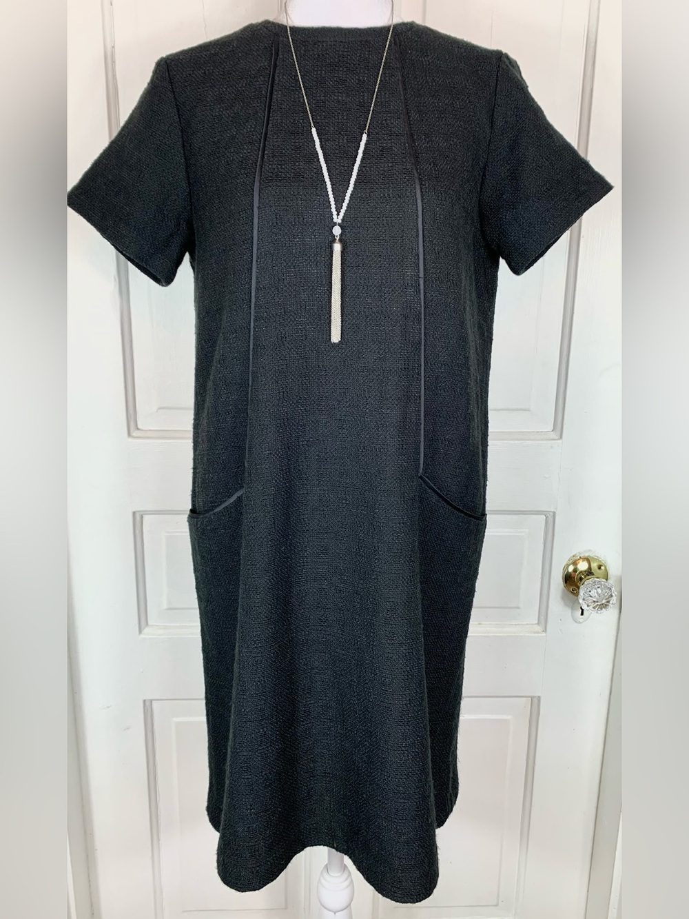 J. McLaughlin Ada Black Tweed Shift Dress w/ Pockets - NWT